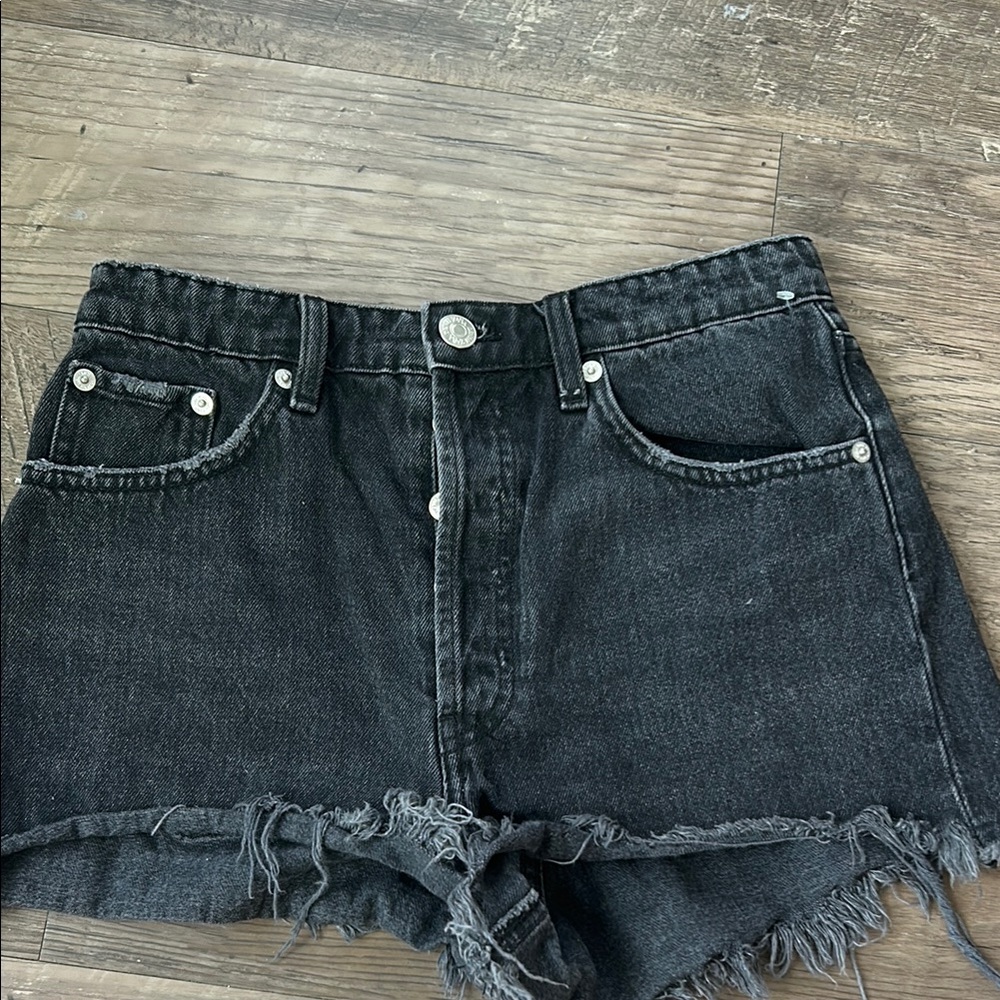 Zara Black Denim Frayed Hem Women's Shorts